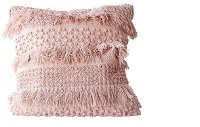 Pale Pink Cotton Fringe Throw Pillow