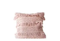 Pale Pink Cotton Fringe Throw Pillow