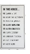 White and Black In This House Enamel Wall Plaque