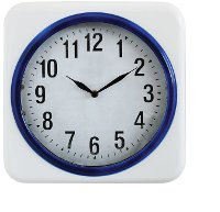 White and Blue Metal Wall Clock