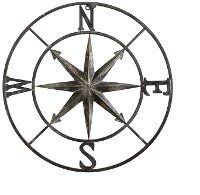 30 Inch Round Metal Compass Wall Decor