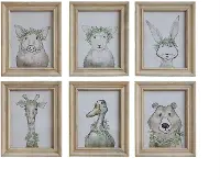 Assorted Animal Wood Framed Wall Art
