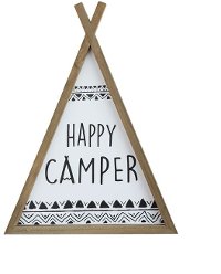 Wood Framed Happy Camper Teepee Wall Decor