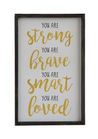 Multi Color You Are Strong Wooden Framed Wall Art