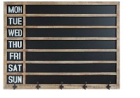 Wood Framed Week Day Chalkboard Wall Decor with 5 Metal Hooks