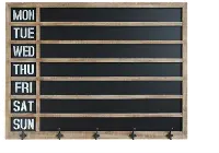 Wood Framed Week Day Chalkboard Wall Decor with 5 Metal Hooks