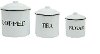 Distressed White Set of Coffee, Tea and Sugar Containers