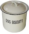 Dark Cream Metal and Enamel Dog Biscuit Lidded Container