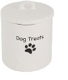 5 Inch White Stoneware Dog Treat Canister with Lid