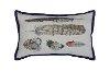 Multi Color Feather Embroidery Throw Pillow