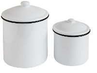 7 Inch White Enamel Canister with Lid