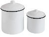 Clearance 6 Inch White Enamel Canister with Lid