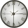 60 Inch Rustic Bronze Metal Clock with Silver Highlights and Mirrored Face