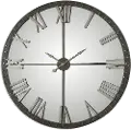 60 Inch Rustic Bronze Metal Clock with Silver Highlights and Mirrored Face