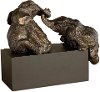 Antique Bronze Playful Pachyderms with Gray Glaze and Black Base