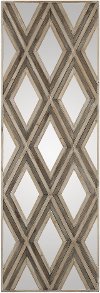 Clearance Ivory and Chestnut Gray Geometric Argyle Mirror