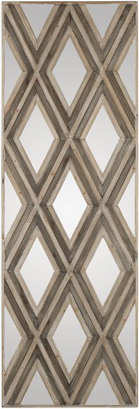 Ivory and Chestnut Gray Geometric Argyle Mirror