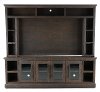 2 Piece Rustic Brown TV Stand and Hutch-2