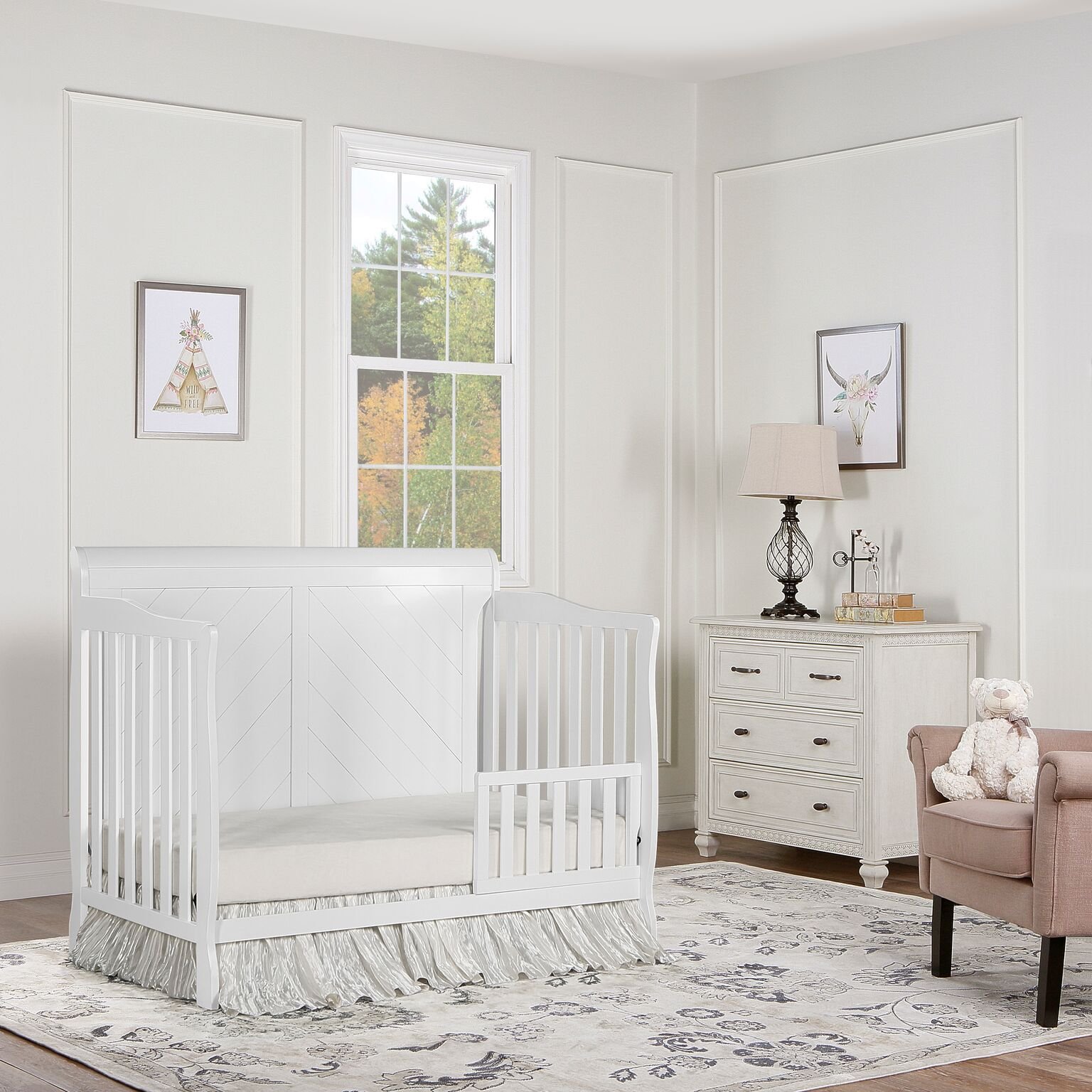 White 5 in 1 Convertible Crib - Ashton-4