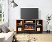 62 Inch Medium Brown TV Stand and Fireplace - Calistoga