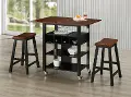 Phoenix Black and Mahogany Kitchen Island and 2 Stools