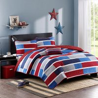 Bradley Blue and Red Full-Queen 4 Piece Bedding Collection-2