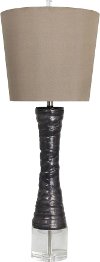 Gray Ceramic Table Lamp with Crystal Base