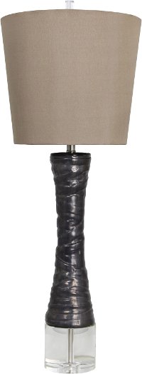 Gray Ceramic Table Lamp with Crystal Base