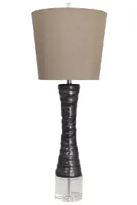 Gray Ceramic Table Lamp with Crystal Base