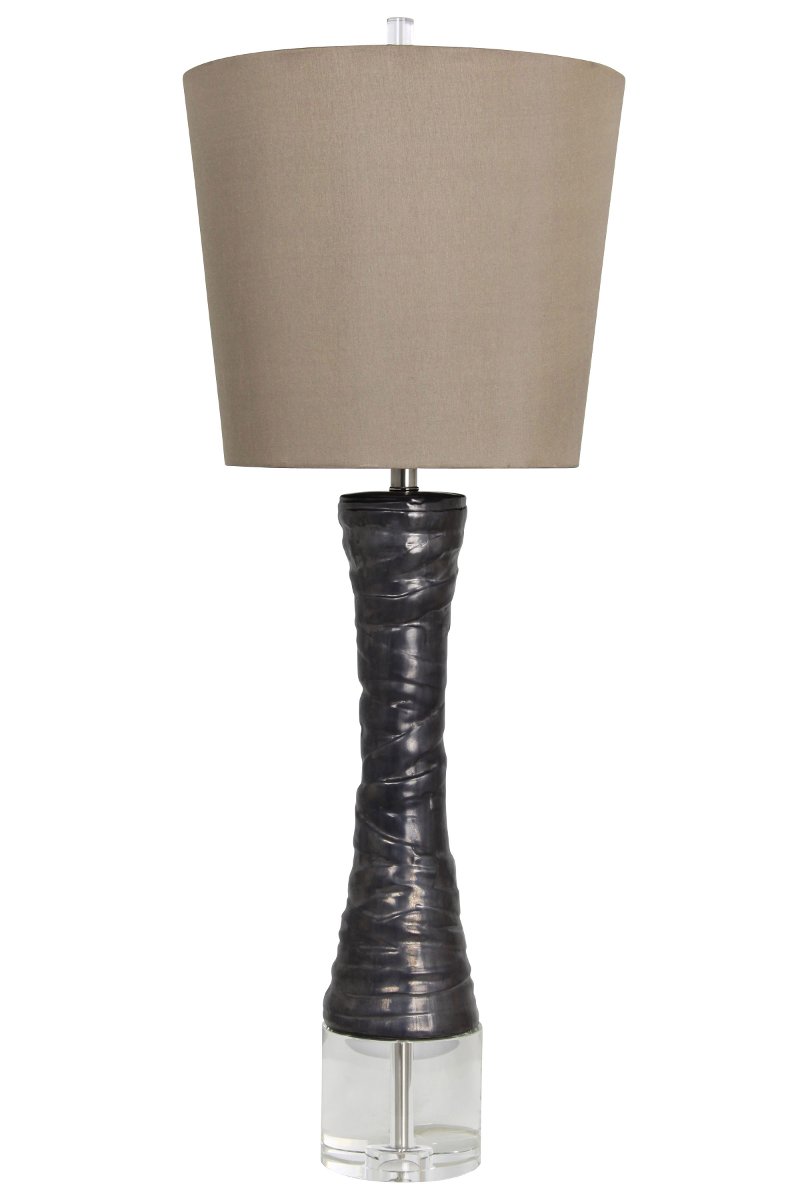 Gray Ceramic Table Lamp With Crystal Base Rc Willey Furniture Gray Ceramic Table Lamp With Crystal Base