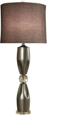 Brushed Steel Table Lamp with Metal Body and Crystal Base