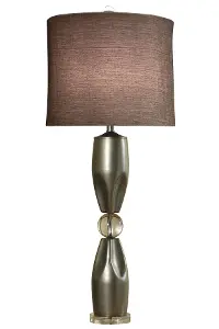 Brushed Steel Table Lamp with Metal Body and Crystal Base