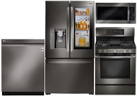 KIT LG 4 Piece Kitchen Appliance Package with 5.4 cu. ft. Gas Range - Black Stainless Steel