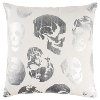 Ivory and Silver Printed Skull Throw Pillow