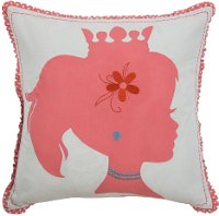 Pink and White Silhouette Printed Throw Pillow