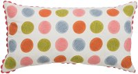 White and Multi Color Printed Polka Dot Throw Pillow