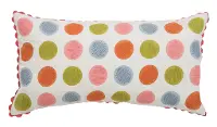 White and Multi Color Printed Polka Dot Throw Pillow