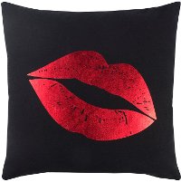 Black and Red Lip Printed Throw Pillow