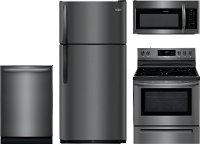 KIT Frigidaire 4 Piece Kitchen Appliance Package with Electric Range - Black Stainless Steel
