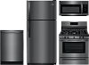 KIT Frigidaire 4 Piece Kitchen Appliance Package with Gas Range - Black Stainless Steel