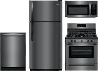 KIT Frigidaire 4 Piece Kitchen Appliance Package with Gas Range - Black Stainless Steel