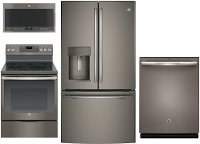 KIT GE 4 Piece Kitchen Appliance Package with Electric Range - Slate