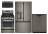 KIT GE 4 Piece Gas Kitchen Appliance Package with 27.8 cu. ft. Refrigerator - Slate