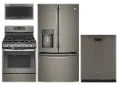 .GEC-3DR-700-SLT-GAS GE 4 Piece Gas Kitchen Appliance Package with 27.8 cu. ft. Refrigerator - Slate