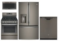 KIT GE 4 Piece Gas Kitchen Appliance Package with 27.8 cu. ft. Refrigerator - Slate
