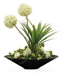 27 Inch White Pom Pom Arrangement