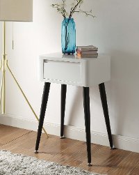 124902 Black and White Glossy End Table - Phoebe