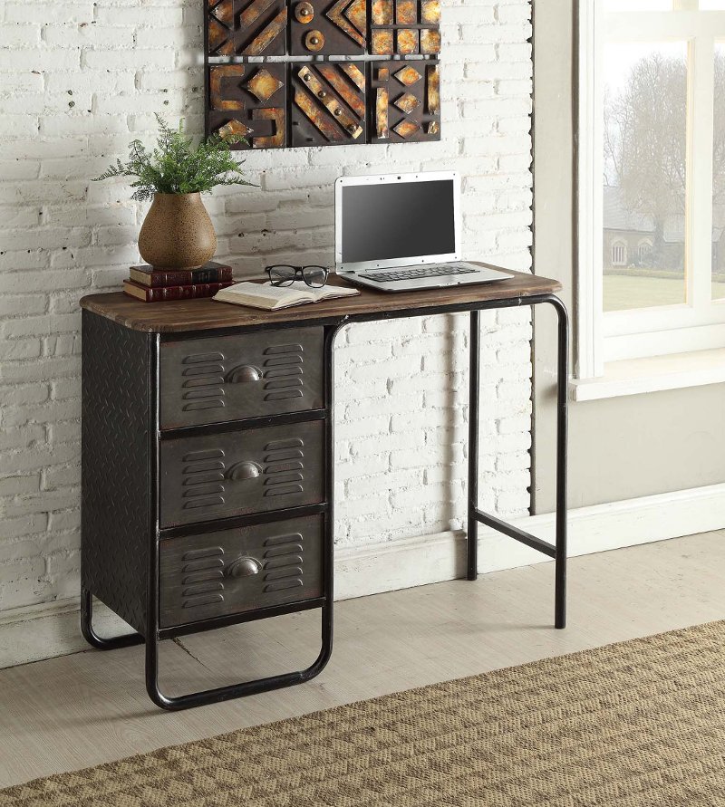 Industrial Desk With 3 Drawers Locker Rc Willey Furniture Store