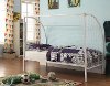 154663 Soccer Goal White Twin Metal Bed - Boltzero