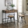 162005 Distressed Natural Pine Counter Height Breakfast Table and 2 Stools - Urban Loft